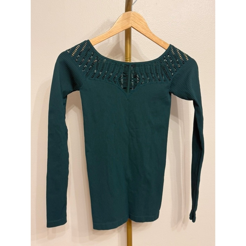 Intimately Free People, Ribbed Crochet Top, Green, M/L, Like New, $48